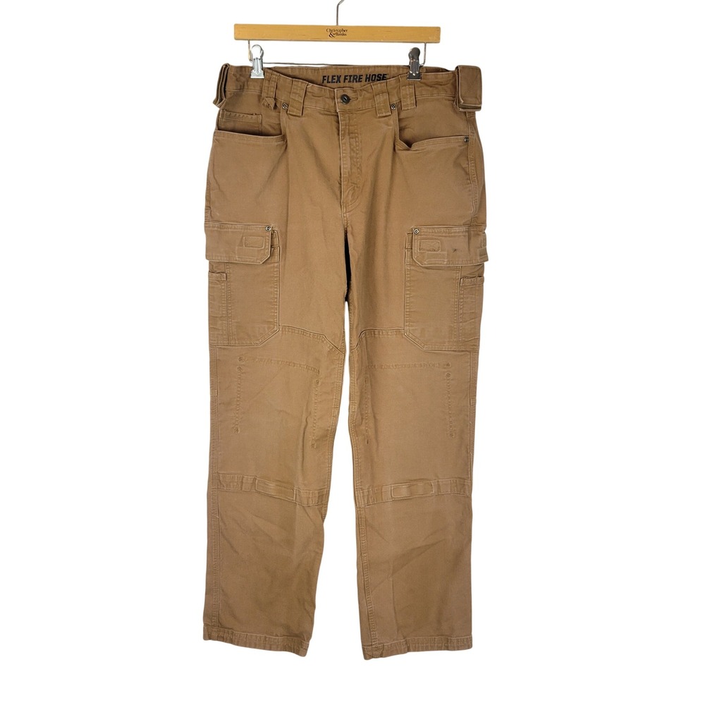 Duluth Trading Company Flex Fire Hose Cargo Canvas Pants Tan Size 38x34